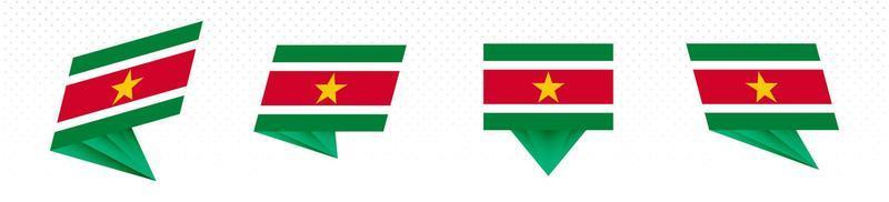 bandeira do suriname em design abstrato moderno, conjunto de bandeiras. vetor