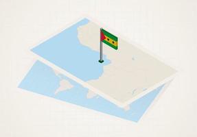 São Tomé e Príncipe selecionado no mapa com bandeira isométrica de São Tomé e Príncipe. vetor