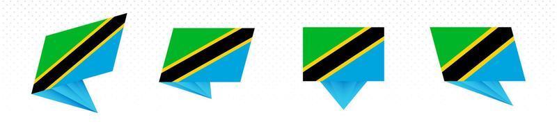 bandeira da tanzânia em design abstrato moderno, conjunto de bandeiras. vetor