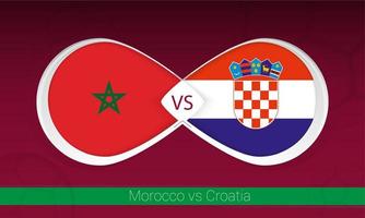 marrocos vs croácia na competição de futebol, grupo a. contra o ícone no fundo do futebol. vetor