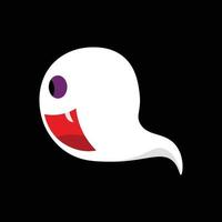 fantasma branco dos desenhos animados pose assustadora, ícone do espírito de halloween em fundo preto, ilustração vetorial. vetor