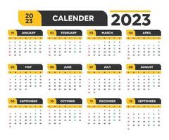 modelo de calendário elegante de ano novo de 2023 moderno vetor