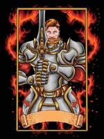 cavaleiro vermelho de fogo com espada grande vetor