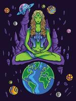 deusa alienígena meditação curando no espaço