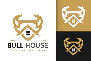 design de logotipo de casa de touro, vetor de logotipos de identidade de marca, logotipo moderno, modelo de ilustração vetorial de designs de logotipo
