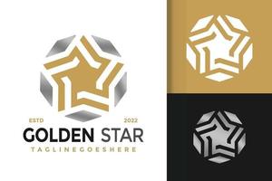 design de logotipo de estrela dourada de luxo, vetor de logotipos de identidade de marca, logotipo moderno, modelo de ilustração vetorial de designs de logotipo