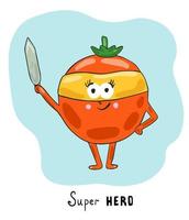 super-herói de tomate vetor