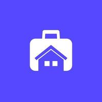 ícone de portfólio imobiliário, casa e maleta vetor