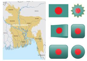 Mapa de Bangladesh do vetor