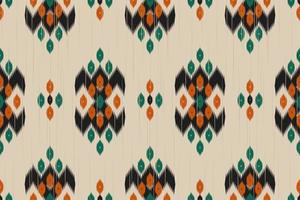 padrão sem emenda ikat em tribal. arte de padrão étnico de tecido. estilo americano, mexicano. design para plano de fundo, papel de parede, ilustração vetorial, tecido, vestuário, tapete, têxtil, batik, bordado. vetor
