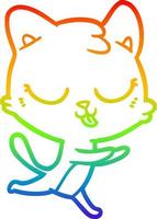 desenho de linha de gradiente de arco-íris desenho de gato assobiando vetor