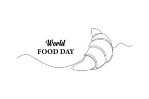 único croissant fresco de desenho de uma linha. conceito de dia mundial da comida. linha contínua desenhar design gráfico ilustração vetorial. vetor