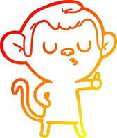 desenho de linha de gradiente quente desenho animado macaco calmo vetor