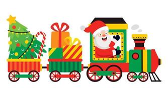 natal com papai noel no trem vetor