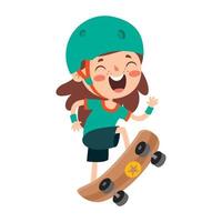 ilustração dos desenhos animados de uma criança jogando skate vetor