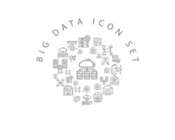 cenografia de ícones de big data em fundo branco vetor