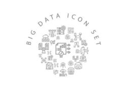 cenografia de ícones de big data em fundo branco vetor