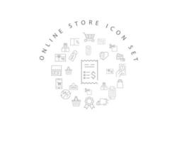 cenografia do ícone da loja online em fundo branco. vetor