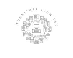 cenografia de ícones de móveis em fundo branco vetor