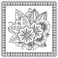 fundo floral com flor mehndi. ornamento decorativo em estilo étnico oriental. livro de colorir. vetor