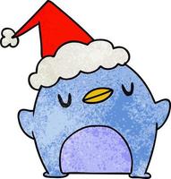 desenho de natal texturizado de pinguim kawaii vetor