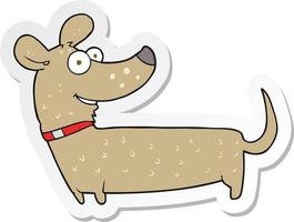 adesivo de um cachorro feliz de desenho animado vetor