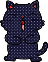 gato preto de desenho animado estilo de quadrinhos peculiar vetor