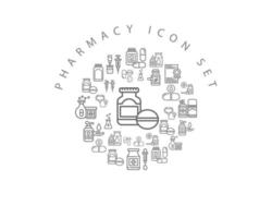 ícone de farmácia cenografia em fundo branco. vetor