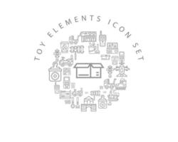 ícone de elementos de brinquedo cenografia em fundo branco. vetor