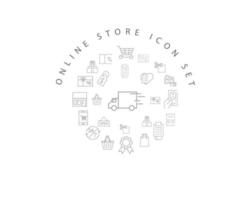 cenografia do ícone da loja online em fundo branco. vetor
