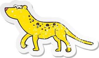 adesivo retrô angustiado de um leopardo de desenho animado vetor