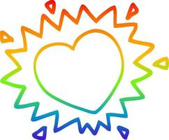 desenho de linha de gradiente de arco-íris desenho animado coração de amor vetor