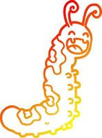 linha de gradiente quente desenhando lagarta engraçada dos desenhos animados vetor
