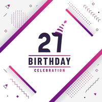 Cartão de cumprimentos de aniversário de 27 anos, vetor livre de fundo de celebração de aniversário de 27 anos.