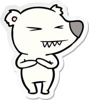 adesivo de um desenho animado de urso polar com raiva vetor
