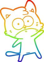desenho de linha gradiente arco-íris desenho animado gato nervoso vetor