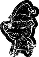 desenho de urso polar irritado ícone angustiado de um chapéu de papai noel vetor