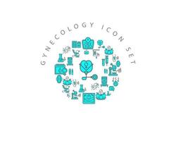 cenografia de ícones de elementos de ginecologia em fundo branco vetor