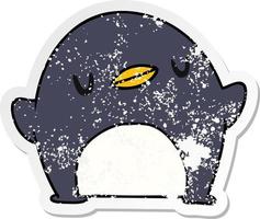 adesivo angustiado cartoon kawaii de um pinguim fofo vetor