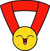 medalha de ouro dos desenhos animados de estilo de quadrinhos vetor