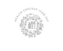 cenografia de ícones de check-up de saúde em fundo branco vetor