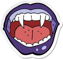 adesivo de uma boca de vampiro de desenho animado vetor