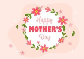 cartão de dia das mães com lindas flores de flor vetor