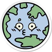 adesivo de um bonito desenho animado planeta terra vetor