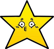 estrela de ouro de desenho animado sombreado gradiente vetor