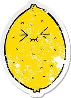 vinheta angustiada de um limão amargo de desenho animado vetor