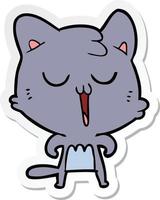 adesivo de um gato de desenho animado cantando vetor