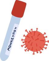 tubo de amostra de sangue para teste de vírus de varíola de macaco. também é conhecido como o vírus da varíola dos macacos. tubo de sangue para o teste do vírus da varíola dos macacos. ilustração vetorial vetor