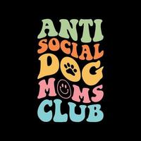 design de camiseta retrô ondulado anti social club vetor