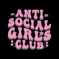 design de camiseta retrô ondulado anti social club vetor